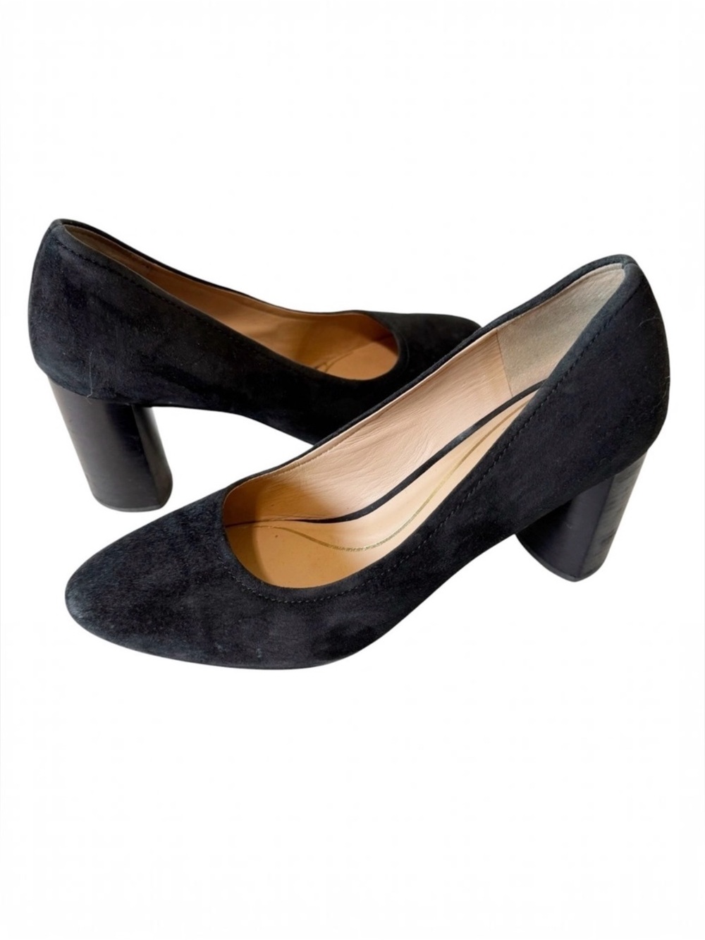 Cole Haan Nella Womens Black Suede Office Siren Block Heel Pumps Size 7.5